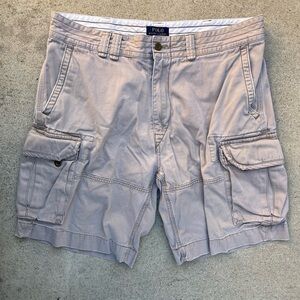 Men's Polo Ralph Lauren Shorts Beige Solid 38 Chino Cotton Zip Preppy Casual